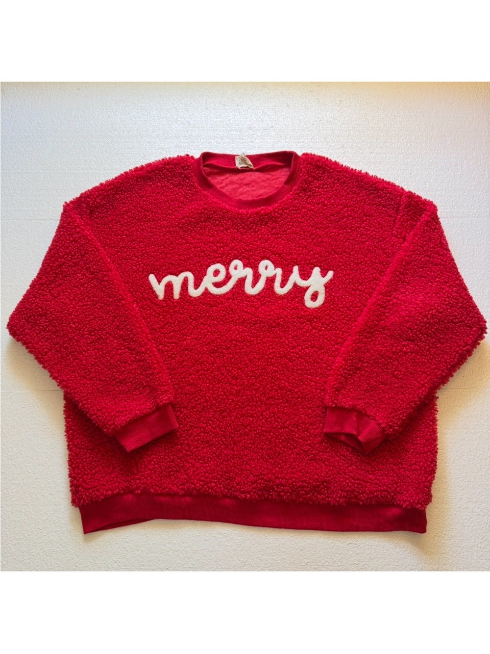Sherpa Embroidered Bibi Boutique Christmas Sweater Women's Large
